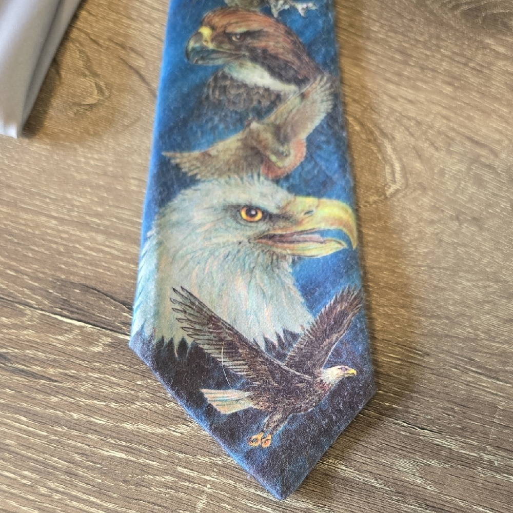 Vintage 1988 Ralph Marlin "Birds Of Prey" Tie - Picture 4 of 7